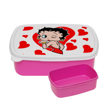 Betty Boop, ΡΟΖ παιδικό δοχείο φαγητού (lunchbox) πλαστικό (BPA-FREE) Lunch Βox M18 x Π13 x Υ6cm
