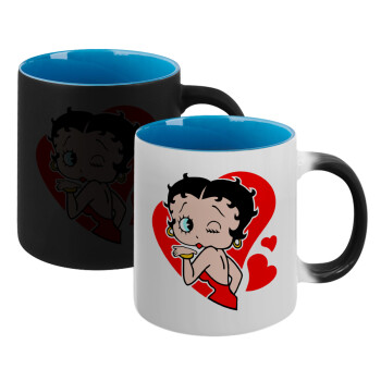Betty Boop, Κούπα Μαγική εσωτερικό μπλε, κεραμική 330ml που αλλάζει χρώμα με το ζεστό ρόφημα
