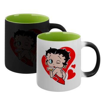 Betty Boop, Κούπα Μαγική εσωτερικό πράσινο, κεραμική 330ml που αλλάζει χρώμα με το ζεστό ρόφημα