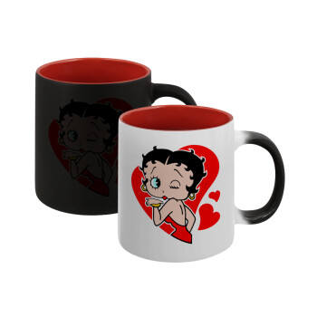 Betty Boop, Κούπα Μαγική εσωτερικό κόκκινο, κεραμική, 330ml που αλλάζει χρώμα με το ζεστό ρόφημα