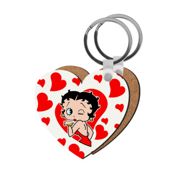 Betty Boop, Μπρελόκ Ξύλινο καρδιά MDF