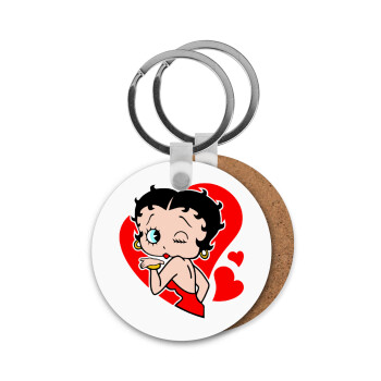 Betty Boop, Μπρελόκ Ξύλινο στρογγυλό MDF Φ5cm