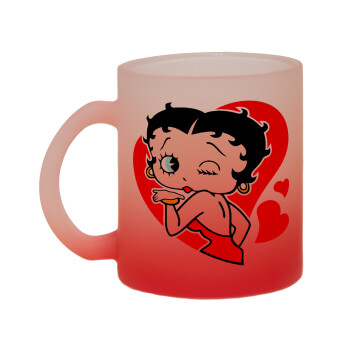 Betty Boop, Κούπα γυάλινη δίχρωμη με βάση το κόκκινο ματ, 330ml