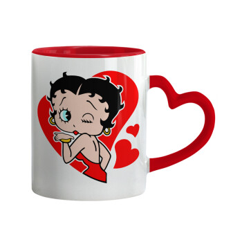 Betty Boop, Κούπα καρδιά χερούλι κόκκινη, κεραμική, 330ml