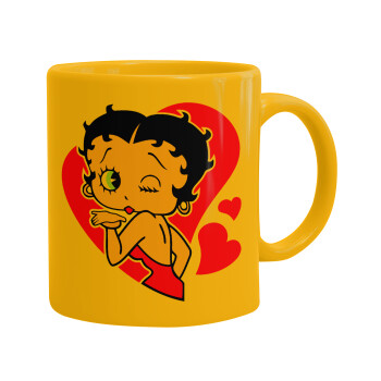 Betty Boop, Ceramic coffee mug yellow, 330ml (1pcs)
