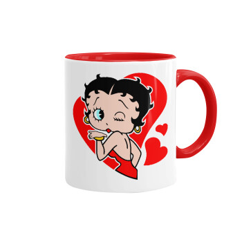 Betty Boop, Κούπα χρωματιστή κόκκινη, κεραμική, 330ml