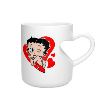 Betty Boop, Κούπα καρδιά λευκή, κεραμική, 330ml