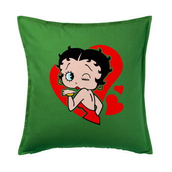 Betty Boop, Μαξιλάρι καναπέ Πράσινο 100% βαμβάκι, περιέχεται το γέμισμα (50x50cm)