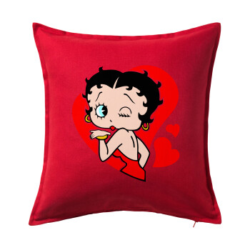 Betty Boop, Μαξιλάρι καναπέ Κόκκινο 100% βαμβάκι, περιέχεται το γέμισμα (50x50cm)