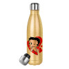 Glitter gold stainless steel thermos bottle, double-walled, 500ml