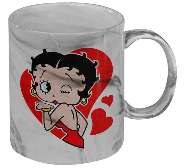 Betty Boop — Κούπα κεραμική, marble style (μάρμαρο), 330ml