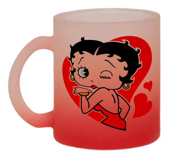 Betty Boop — Κούπα γυάλινη δίχρωμη με βάση το κόκκινο ματ, 330ml