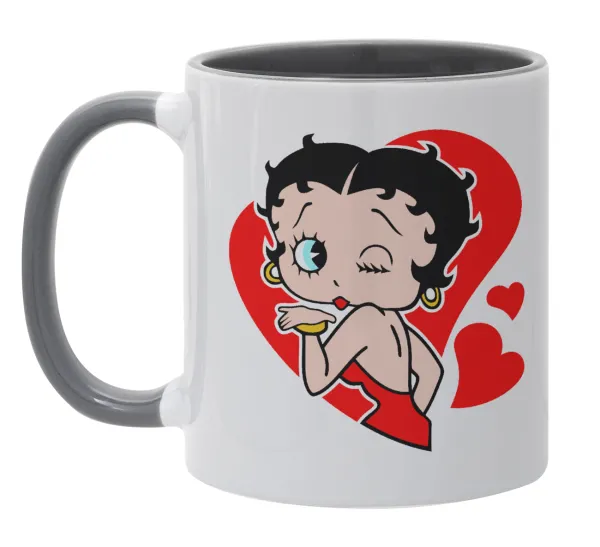 Betty Boop — Κούπα χρωματιστή γκρι, κεραμική, 330ml