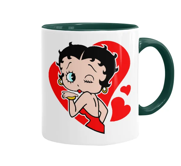 Betty Boop — Κούπα χρωματιστή πράσινη, κεραμική, 330ml