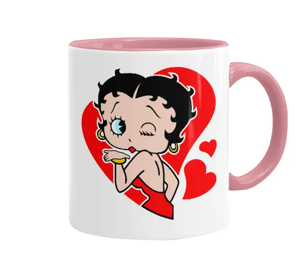 Betty Boop — Κούπα χρωματιστή ροζ, κεραμική, 330ml