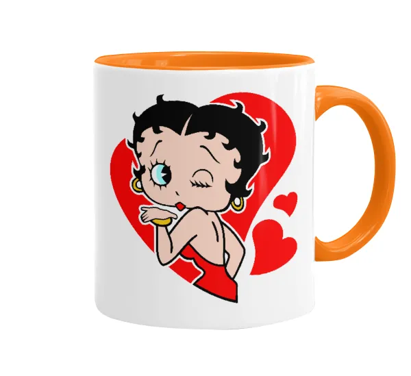 Betty Boop — Κούπα χρωματιστή πορτοκαλί, κεραμική, 330ml