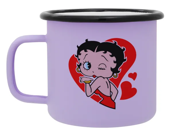 Betty Boop — Metal enamel mug, matte light pastel purple, 360ml