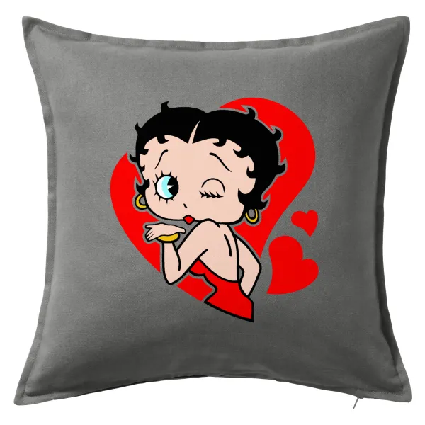 Betty Boop — Μαξιλάρι καναπέ Γκρι 100% βαμβάκι, περιέχεται το γέμισμα (50x50cm)
