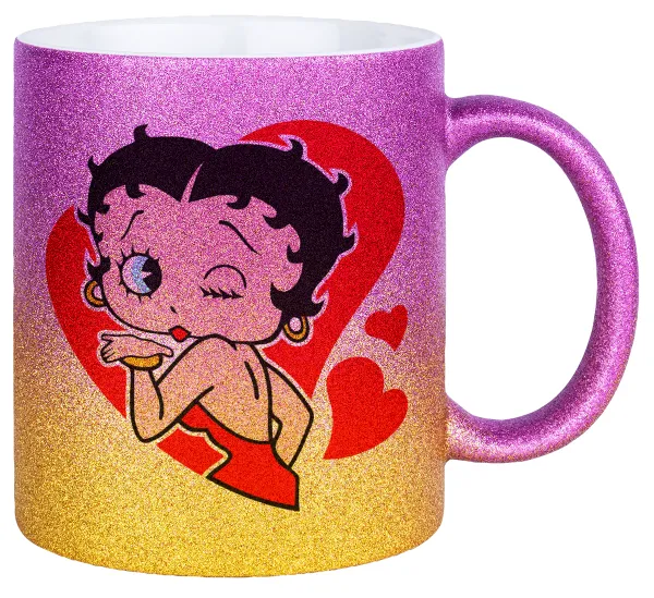 Betty Boop — Κούπα Χρυσή/Ροζ Glitter, κεραμική, 330ml
