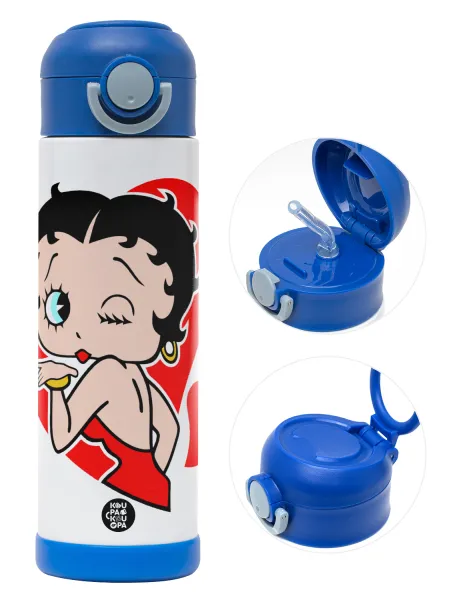 Betty Boop — Παιδικό παγούρι θερμό, ανοξείδωτο, με καλαμάκι ασφαλείας, ΜΠΛΕ (500ml)