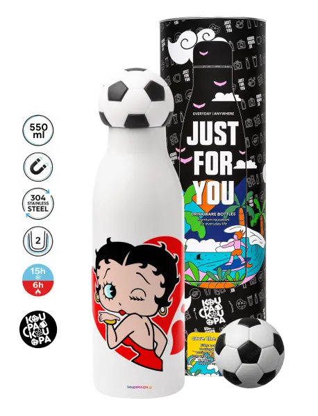 Betty Boop — Μπάλα ποδοσφαίρου μεταλλικό παγούρι θερμός, διπλού τοιχώματος, 550ml