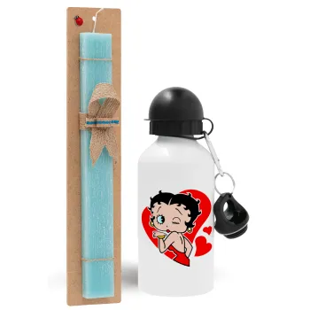 Betty Boop, Πασχαλινή Λαμπάδα με παγούρι μεταλλικό αλουμινίου (500ml) & λαμπάδα αρωματική πλακέ (30cm) (ΤΙΡΚΟΥΑΖ)
