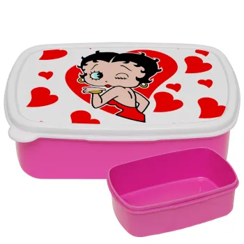 Betty Boop, ΡΟΖ παιδικό δοχείο φαγητού (lunchbox) πλαστικό (BPA-FREE) Lunch Βox M18 x Π13 x Υ6cm