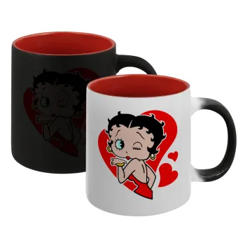 Betty Boop, Κούπα Μαγική εσωτερικό κόκκινο, κεραμική, 330ml που αλλάζει χρώμα με το ζεστό ρόφημα