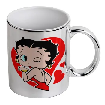 Betty Boop, Mug ceramic, silver mirror, 330ml