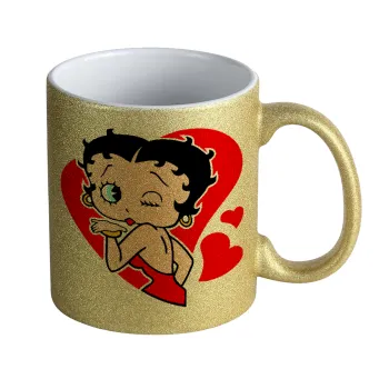 Betty Boop, Κούπα Χρυσή Glitter που γυαλίζει, κεραμική, 330ml