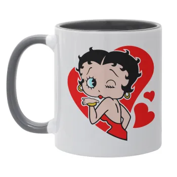 Betty Boop, Κούπα χρωματιστή γκρι, κεραμική, 330ml