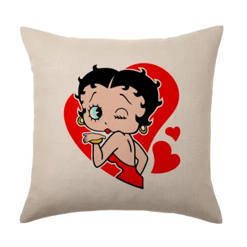 Betty Boop, Μαξιλάρι καναπέ ΛΙΝΟ 40x40cm περιέχεται το  γέμισμα