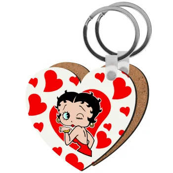 Betty Boop, Μπρελόκ Ξύλινο καρδιά MDF