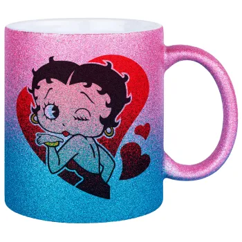 Betty Boop, Κούπα Χρυσή/Μπλε Glitter, κεραμική, 330ml
