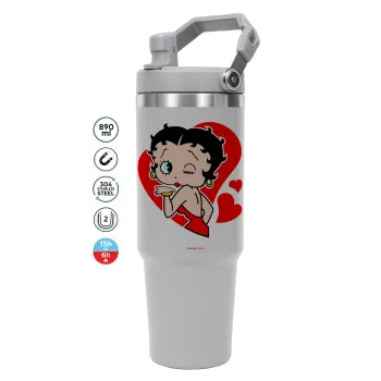 Betty Boop, ΓΚΡΙ χρώματος Θερμός Ανοξείδωτο 890ml (30oz) με χερούλι