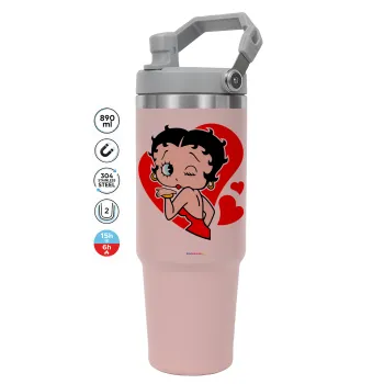 Betty Boop, ΡΟΖ χρώματος Θερμός Ανοξείδωτο 890ml (30oz) με χερούλι