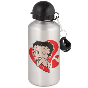 Betty Boop, Μεταλλικό παγούρι νερού, Ασημένιο, αλουμινίου 500ml