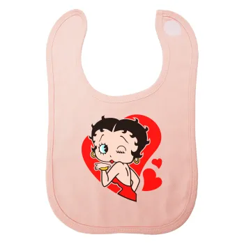 Betty Boop, Σαλιάρα με Σκρατς ΡΟΖ 100% Organic Cotton (0-18 months)