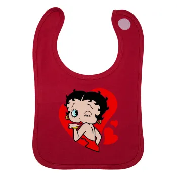 Betty Boop, Σαλιάρα με Σκρατς Κόκκινη 100% Organic Cotton (0-18 months)