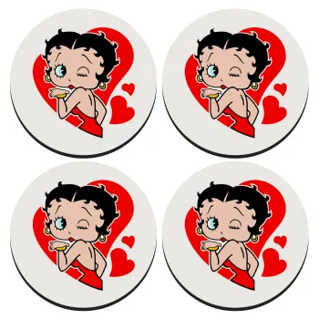 Betty Boop, SET of 4 round wooden coasters (9cm)