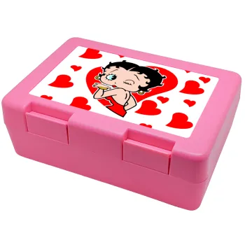 Betty Boop, Παιδικό δοχείο κολατσιού ΡΟΖ 185x128x65mm (BPA free πλαστικό)