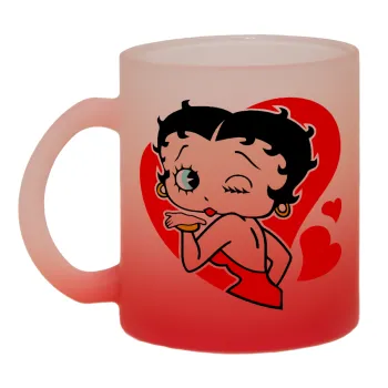 Betty Boop, Κούπα γυάλινη δίχρωμη με βάση το κόκκινο ματ, 330ml