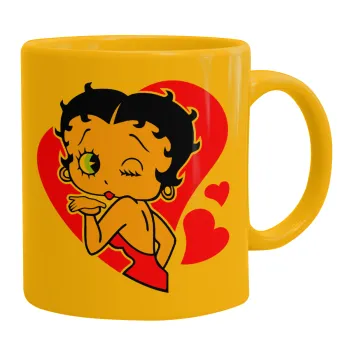 Betty Boop, Κούπα, κεραμική κίτρινη, 330ml