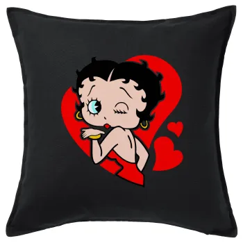 Betty Boop, Μαξιλάρι καναπέ Μαύρο 100% βαμβάκι, περιέχεται το γέμισμα (50x50cm)