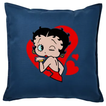 Betty Boop, Μαξιλάρι καναπέ Μπλε 100% βαμβάκι, περιέχεται το γέμισμα (50x50cm)