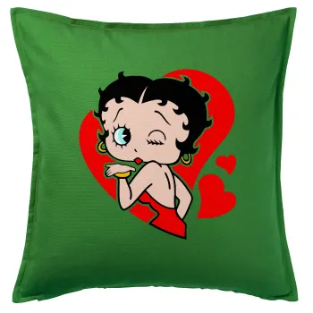 Betty Boop, Μαξιλάρι καναπέ Πράσινο 100% βαμβάκι, περιέχεται το γέμισμα (50x50cm)