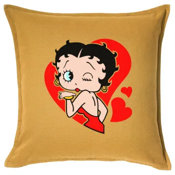 Betty Boop, Μαξιλάρι καναπέ Κίτρινο 100% βαμβάκι, περιέχεται το γέμισμα (50x50cm)