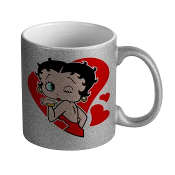 Betty Boop, Κούπα Ασημένια Glitter που γυαλίζει, κεραμική, 330ml