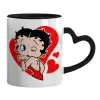 Mug heart black handle, ceramic, 330ml