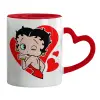 Mug heart red handle, ceramic, 330ml